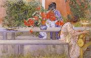 Carl Larsson Karin and Brita with Cactus oil painting